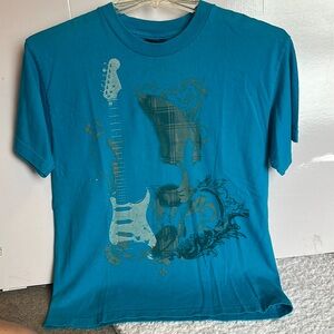 Blue Short Sleeve Tee with Graphic Design